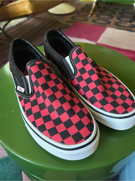 Vans Shoes - Vans Checkerboard Slip-On Sneakers - Red & Black